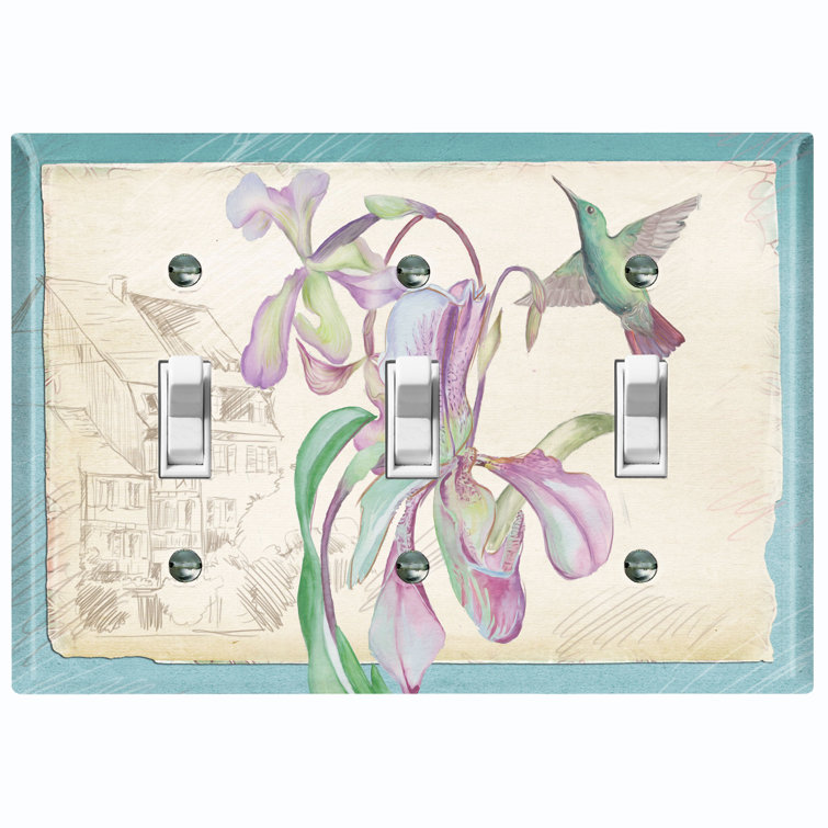 WorldAcc Metal Light Switch Plate Outlet Cover (Purple Lily Flowers